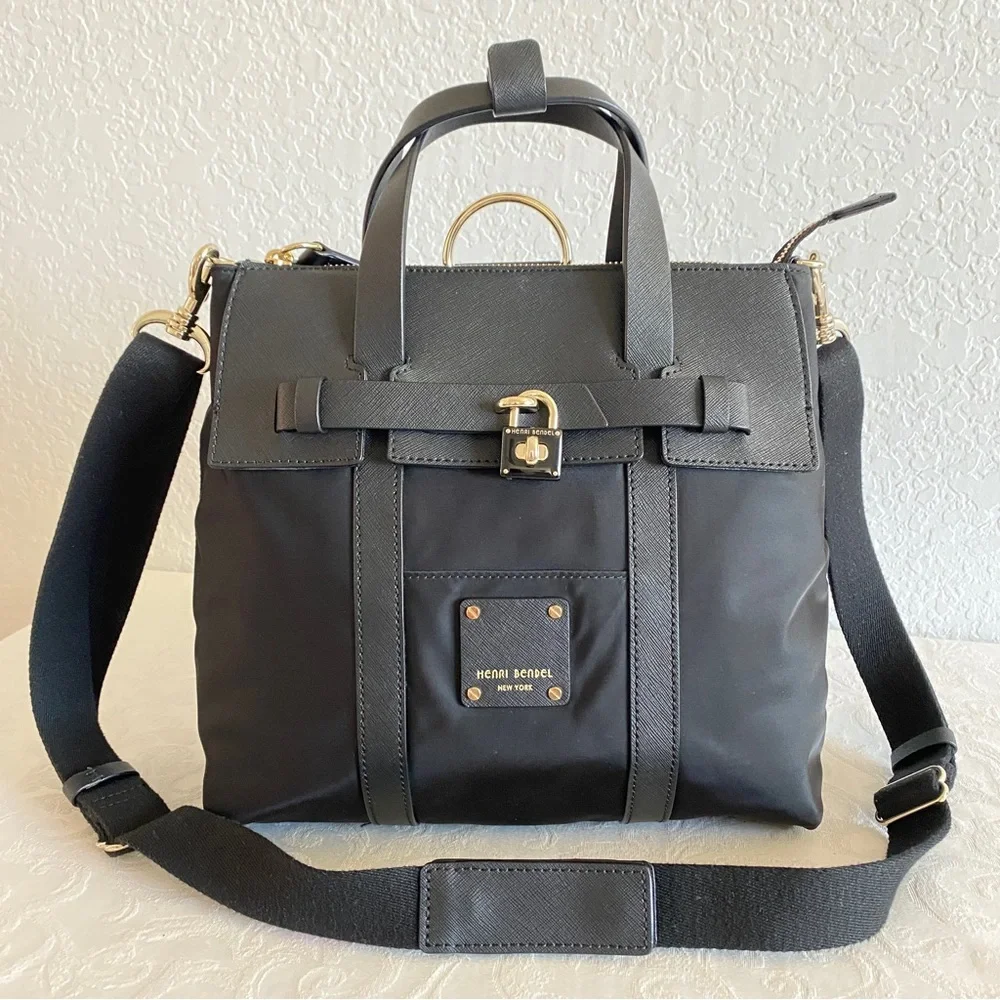 henri bendel black 3 way convertible backpack